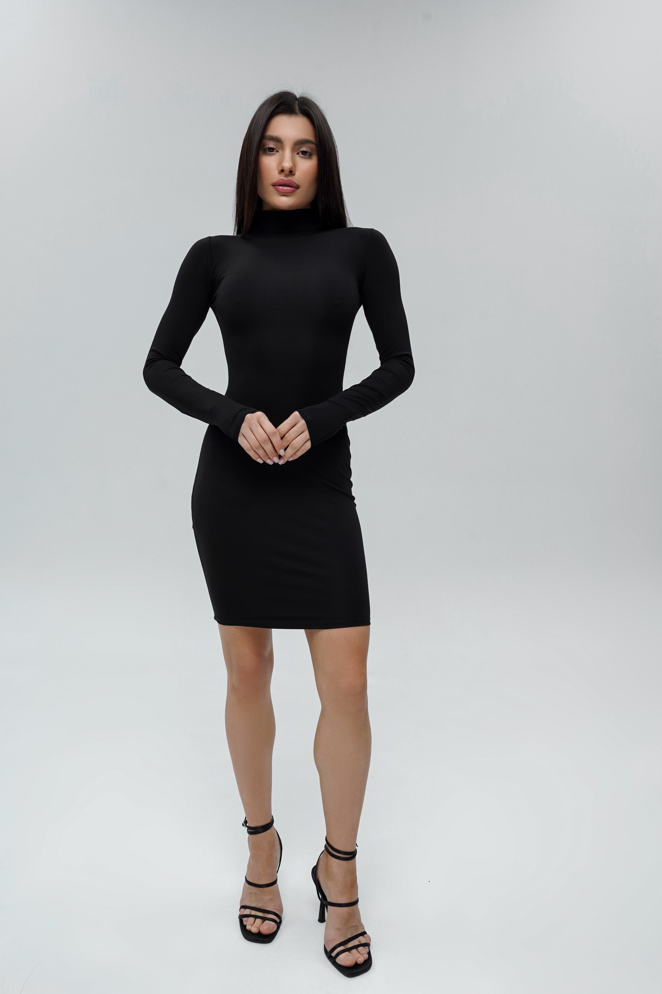 Basic Turtleneck Dress Mini Black